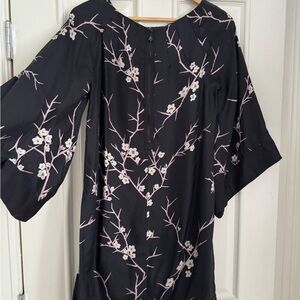 EDUN Black Dress with Pink Floral Design